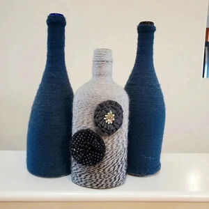 Decor - Decorated Yarn Wrapped Glass Bottles